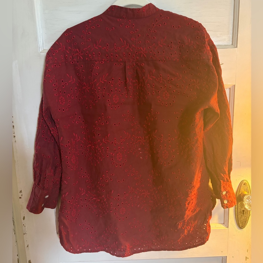 Zara Red Embroidered Button Down - Picture 3 of 8